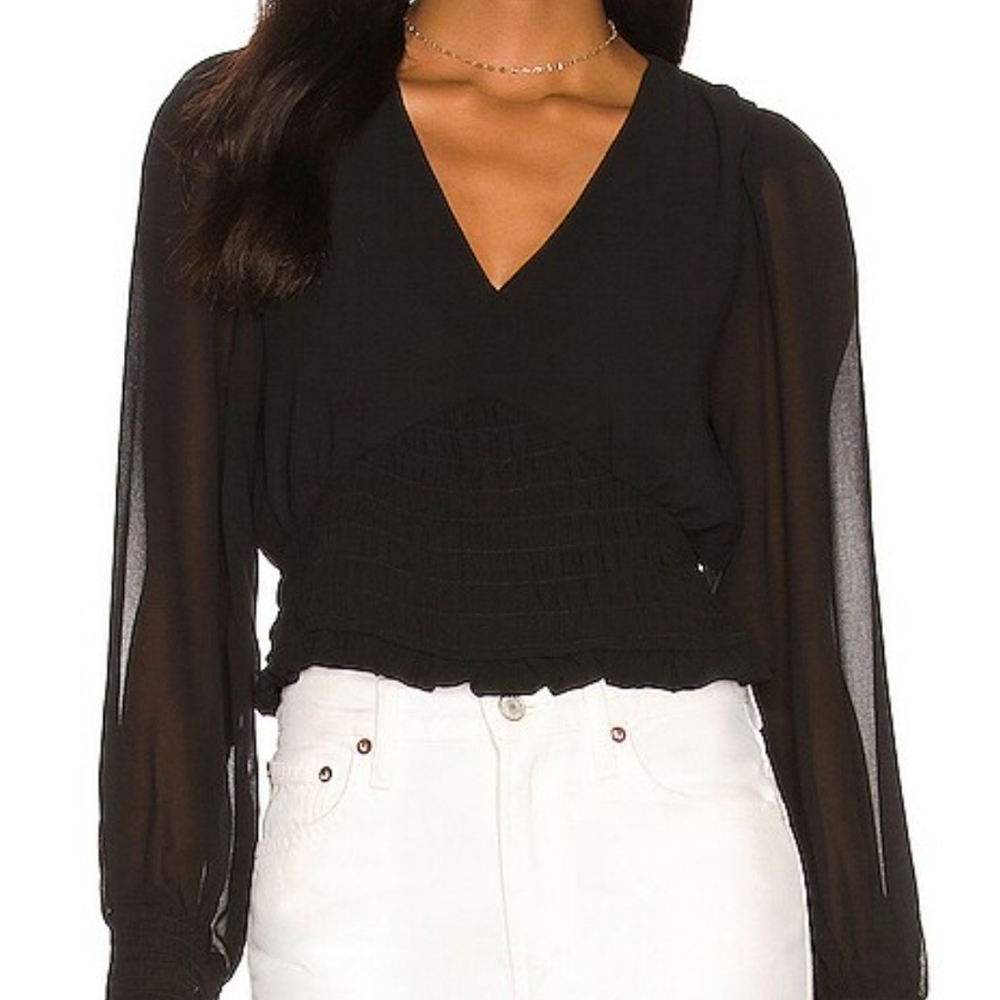 Hayden Black Long Sleeve Wrap Blouse